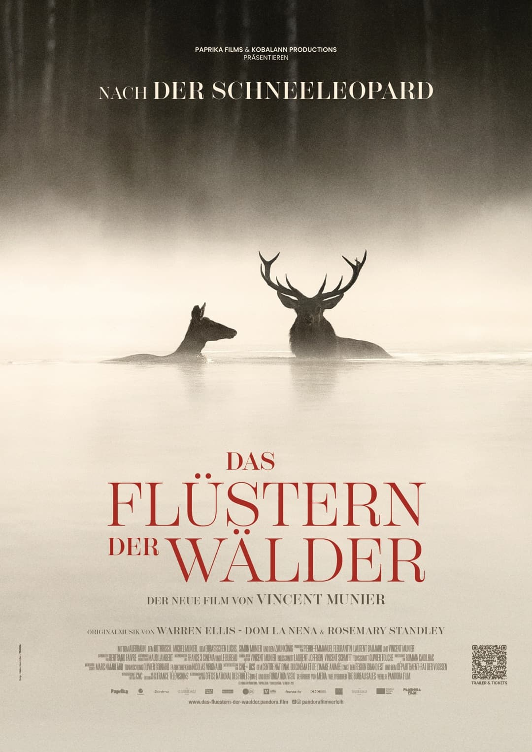Plakat: Naturfilm „Das Flüstern der Wälder“ von Vincent Munier (Quelle: Pandora Film)